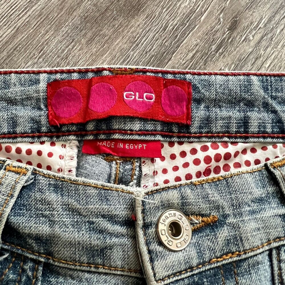 GLO Jeans Light Wash Flare Juniors 5 (30x32) Made in Egypt Y2K Style - Picture 3 of 8